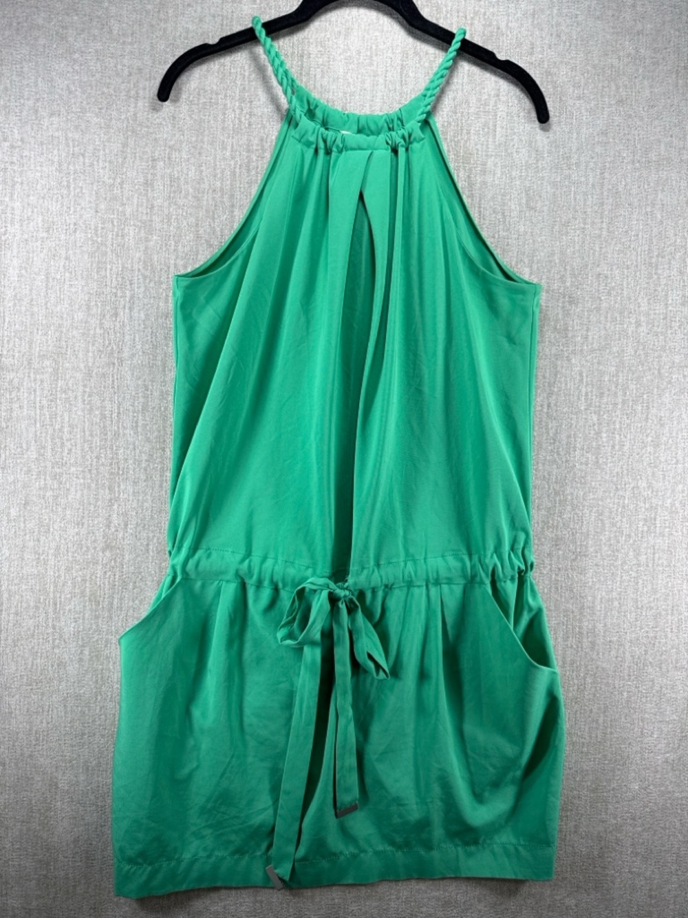 NWOT Rachel Roy Green Halter Dress w Pockets Braided Strap Medium